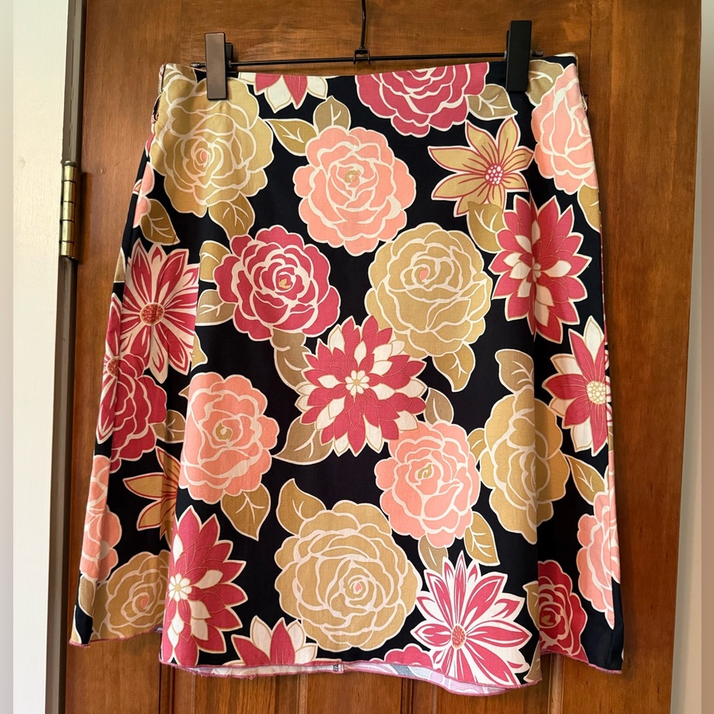 JohnPaulRichard Vintage Pink and Orange Mini A-Line Skirt